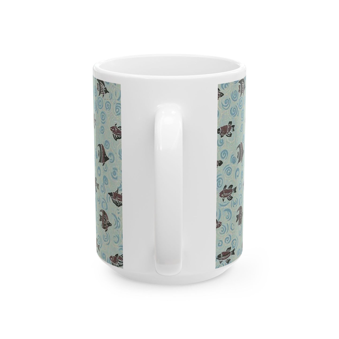 Japanese patterns, traditional Japanese patterns Ocean Waves Fish Ceramic Mug - 11oz & 15oz Coffee Cup for Sea Lovers