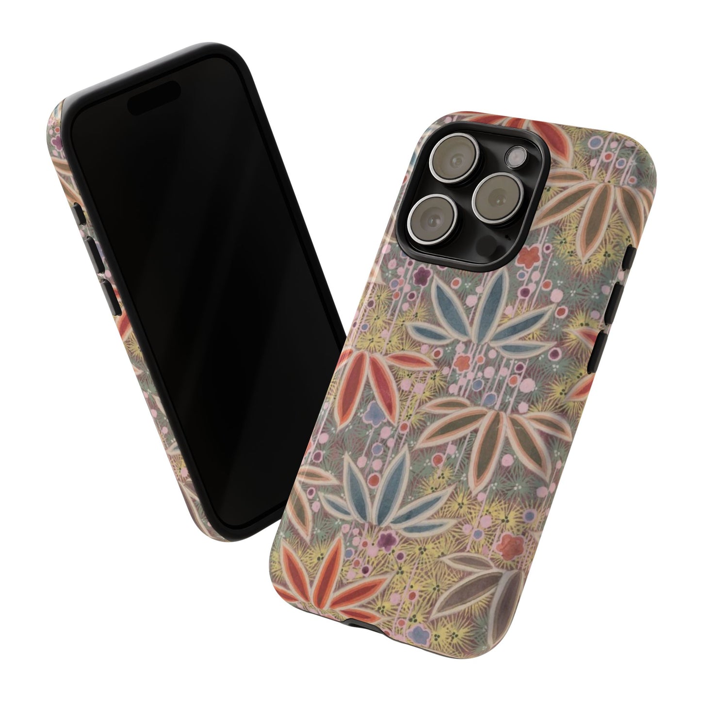 和柄、日本の伝統文様、植物柄、着物や帯などに用いられた模様のスマホケース