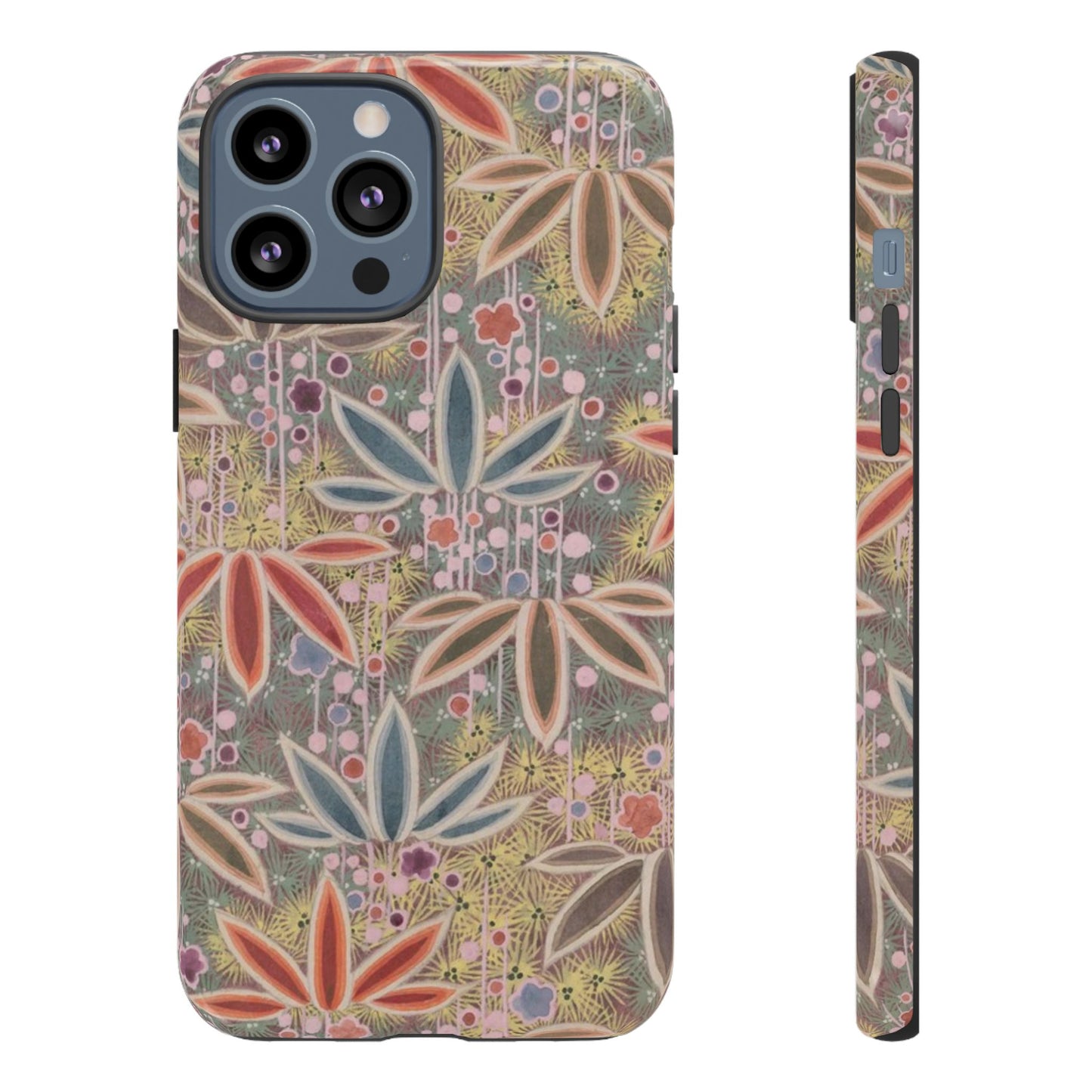 和柄、日本の伝統文様、植物柄、着物や帯などに用いられた模様のスマホケース