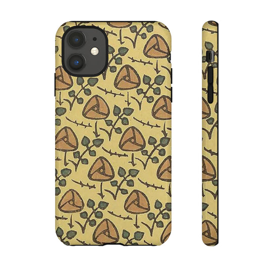 花柄タフスマホケース - 着物や帯で使用されている模様、アウトドア愛好家のためのヴィンテージナチュラルデザイン