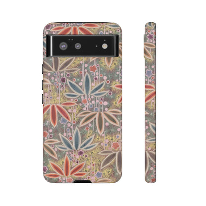 和柄、日本の伝統文様、植物柄、着物や帯などに用いられた模様のスマホケース