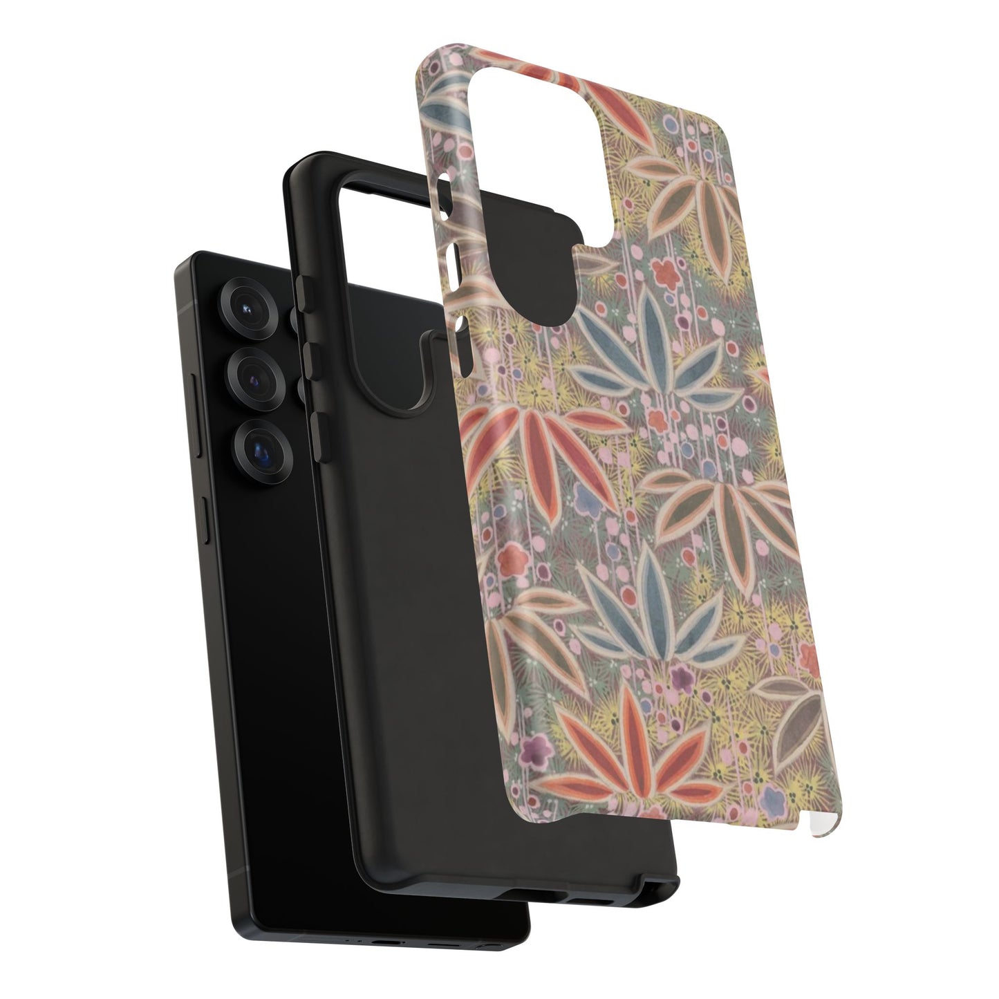 和柄、日本の伝統文様、植物柄、着物や帯などに用いられた模様のスマホケース