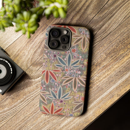 和柄、日本の伝統文様、植物柄、着物や帯などに用いられた模様のスマホケース