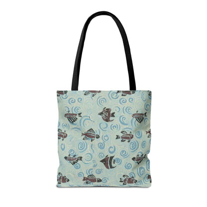 Aquatic Adventure Tote Bag, Fish Pattern Tote, Eco-Friendly Shopping Bag, Beach Day Essentials, Travel Companion