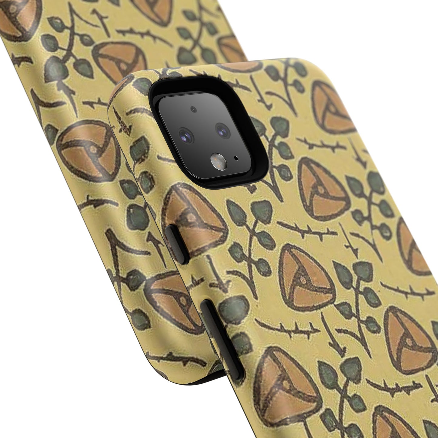 花柄タフスマホケース - 着物や帯で使用されている模様、アウトドア愛好家のためのヴィンテージナチュラルデザイン
