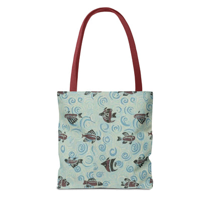 Aquatic Adventure Tote Bag, Fish Pattern Tote, Eco-Friendly Shopping Bag, Beach Day Essentials, Travel Companion