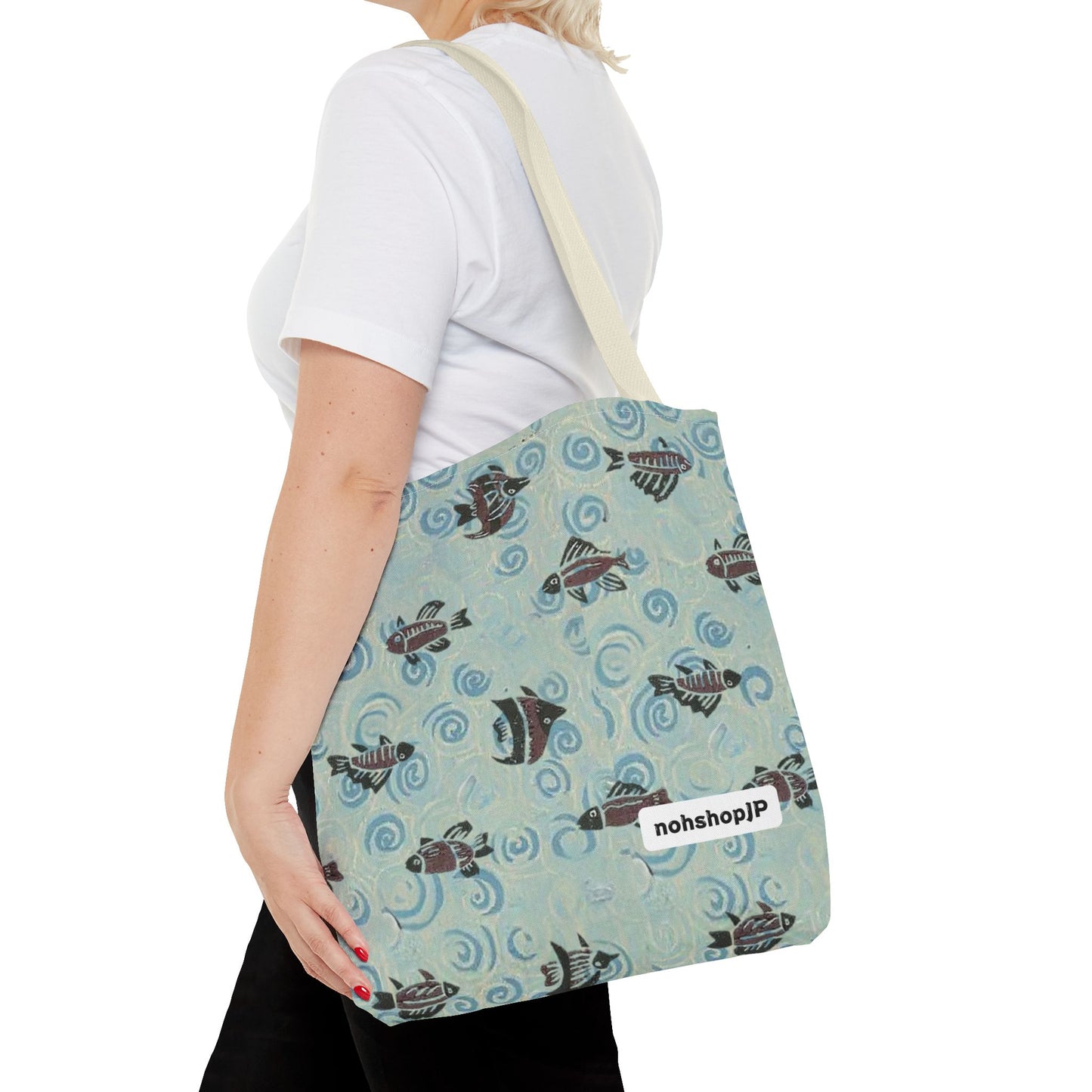 Aquatic Adventure Tote Bag, Fish Pattern Tote, Eco-Friendly Shopping Bag, Beach Day Essentials, Travel Companion