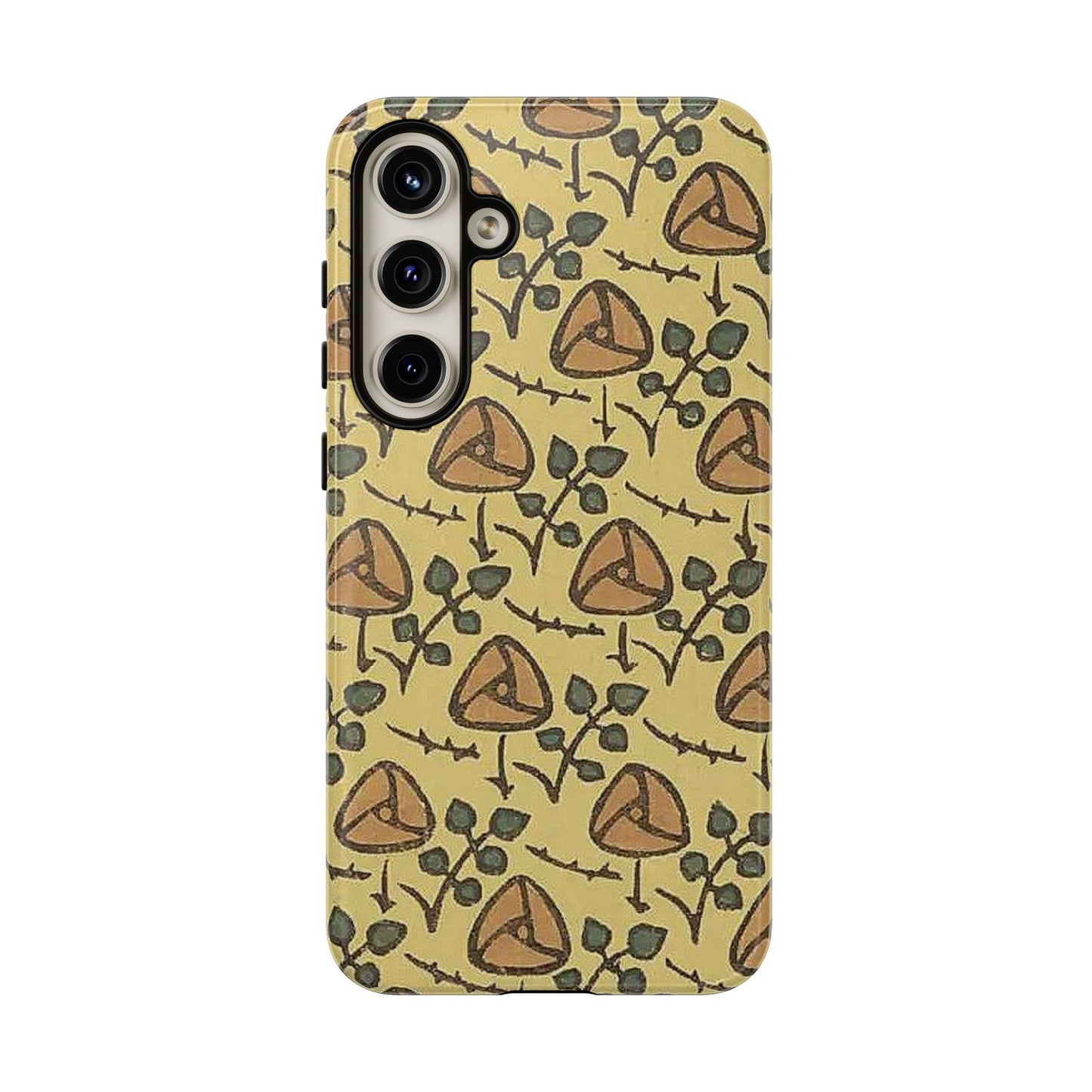 花柄タフスマホケース - 着物や帯で使用されている模様、アウトドア愛好家のためのヴィンテージナチュラルデザイン