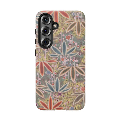 和柄、日本の伝統文様、植物柄、着物や帯などに用いられた模様のスマホケース