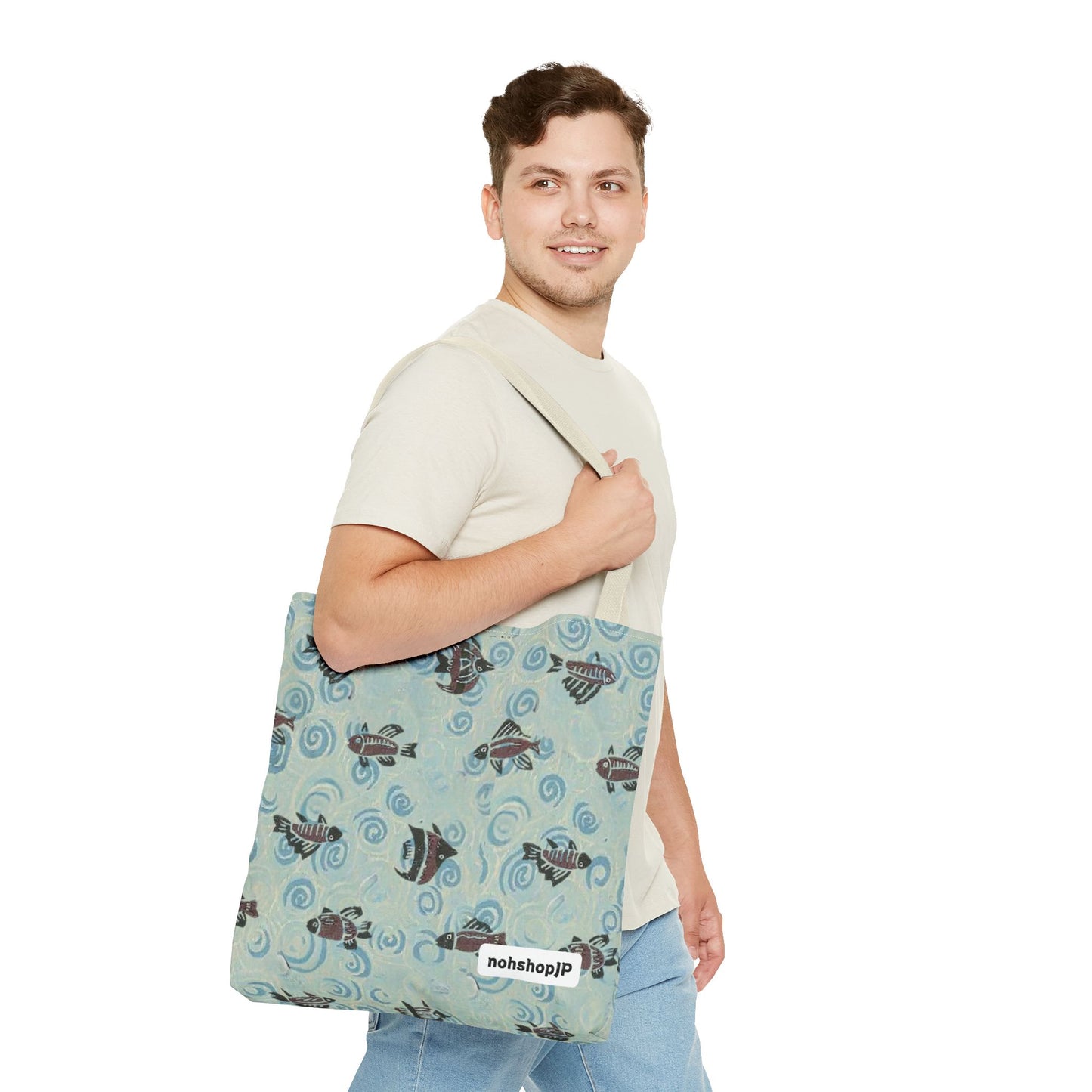 Aquatic Adventure Tote Bag, Fish Pattern Tote, Eco-Friendly Shopping Bag, Beach Day Essentials, Travel Companion
