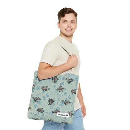 Aquatic Adventure Tote Bag, Fish Pattern Tote, Eco-Friendly Shopping Bag, Beach Day Essentials, Travel Companion