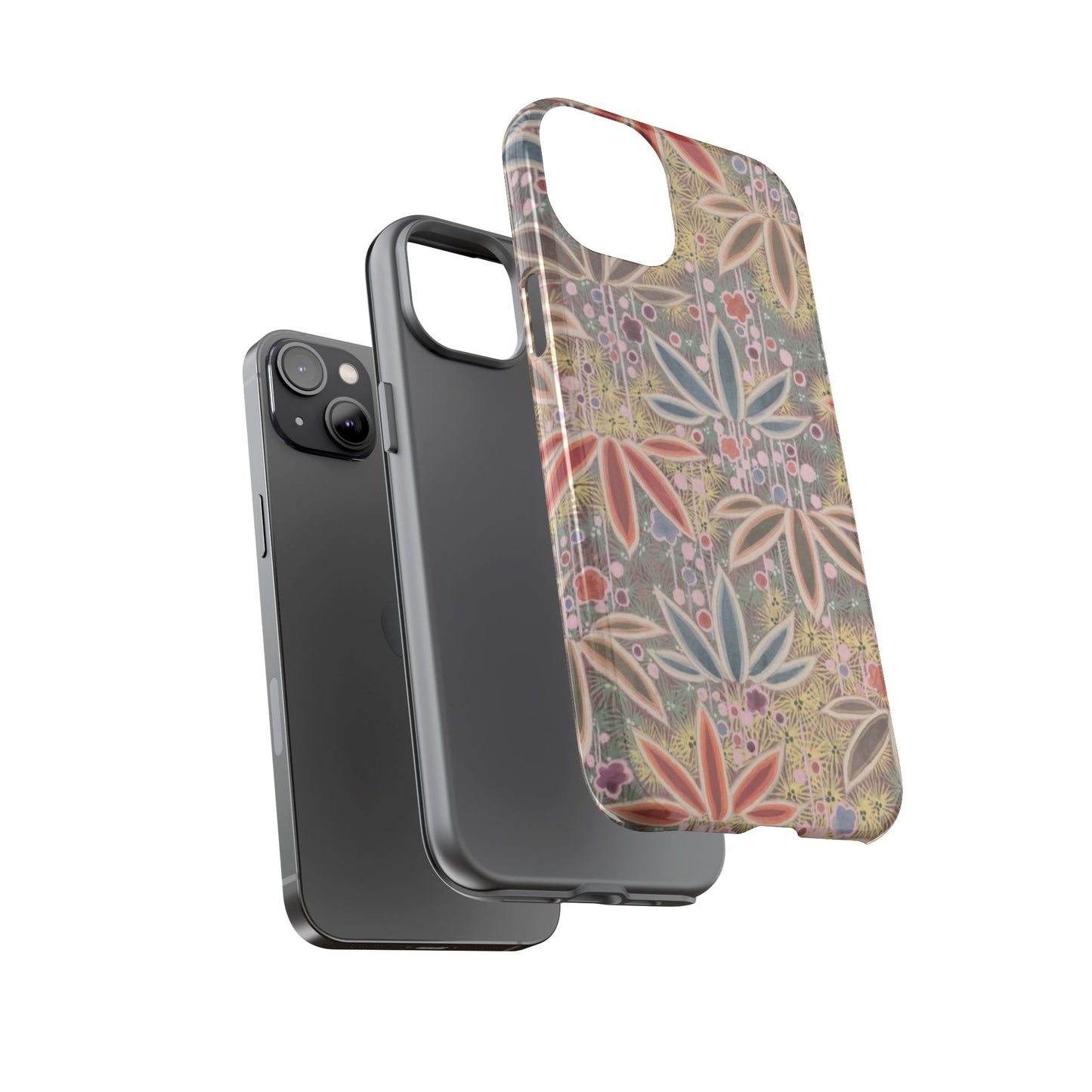 和柄、日本の伝統文様、植物柄、着物や帯などに用いられた模様のスマホケース
