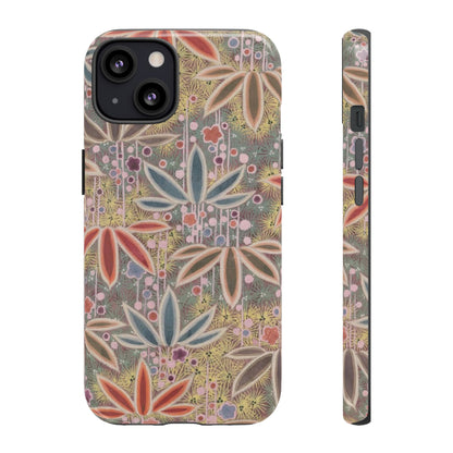 和柄、日本の伝統文様、植物柄、着物や帯などに用いられた模様のスマホケース