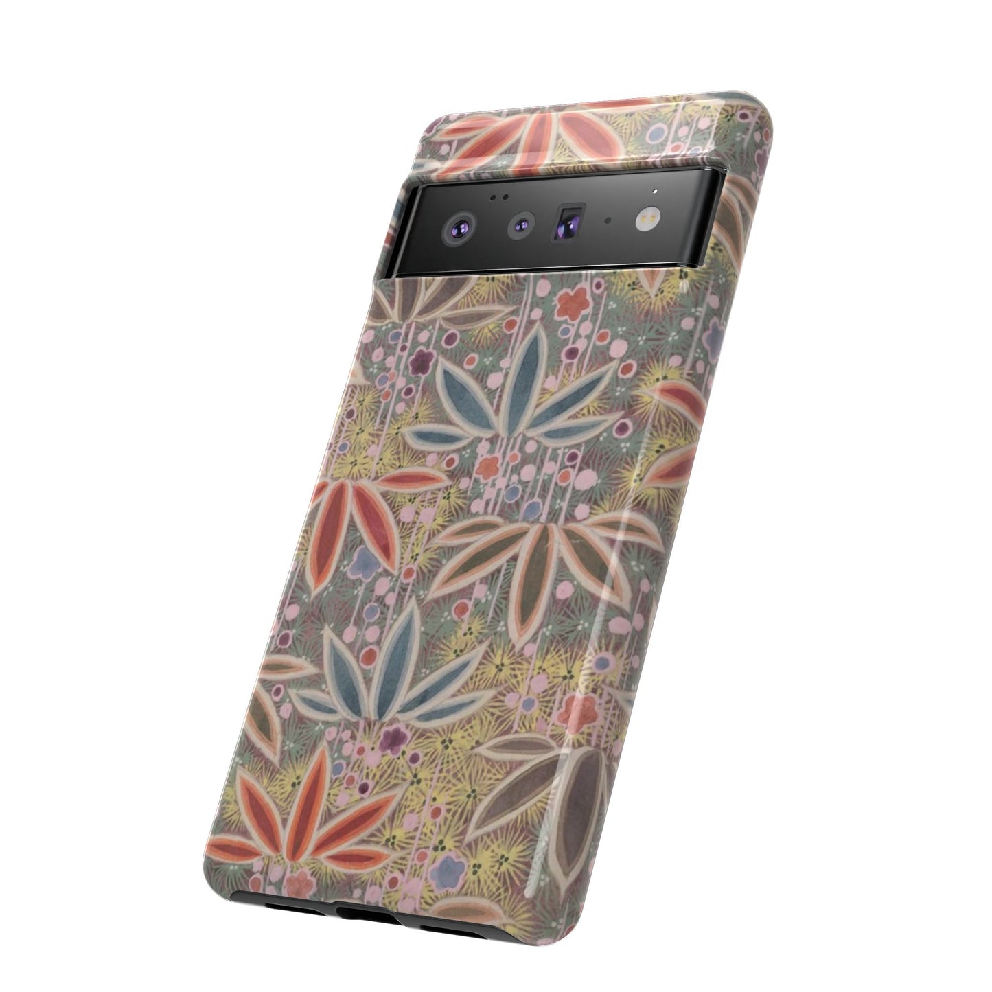 和柄、日本の伝統文様、植物柄、着物や帯などに用いられた模様のスマホケース