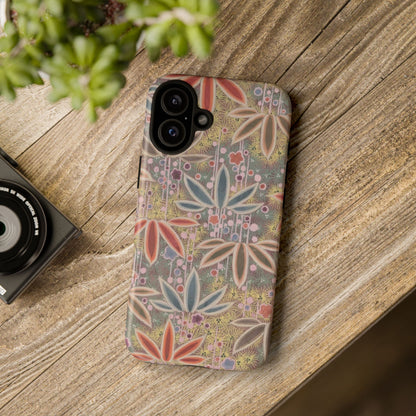 和柄、日本の伝統文様、植物柄、着物や帯などに用いられた模様のスマホケース