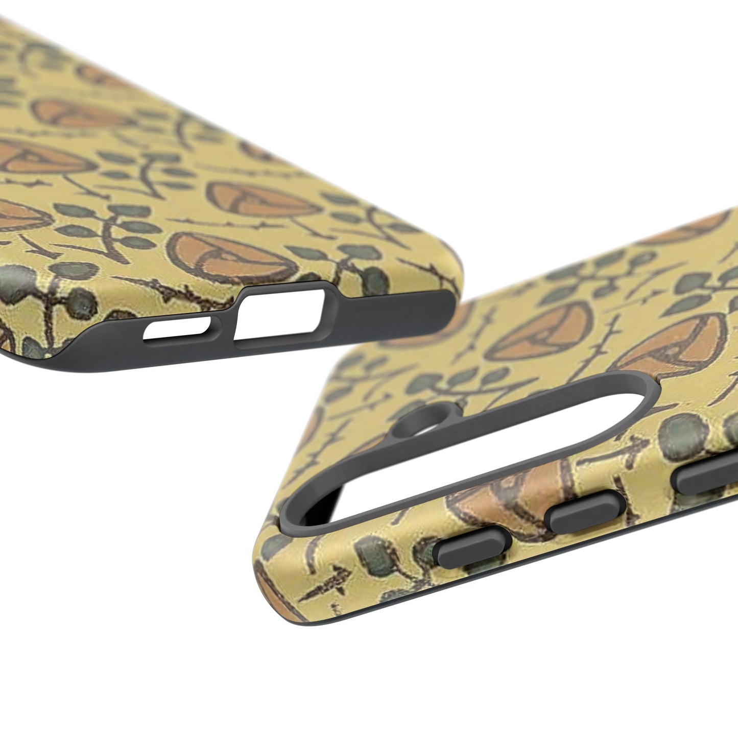 花柄タフスマホケース - 着物や帯で使用されている模様、アウトドア愛好家のためのヴィンテージナチュラルデザイン