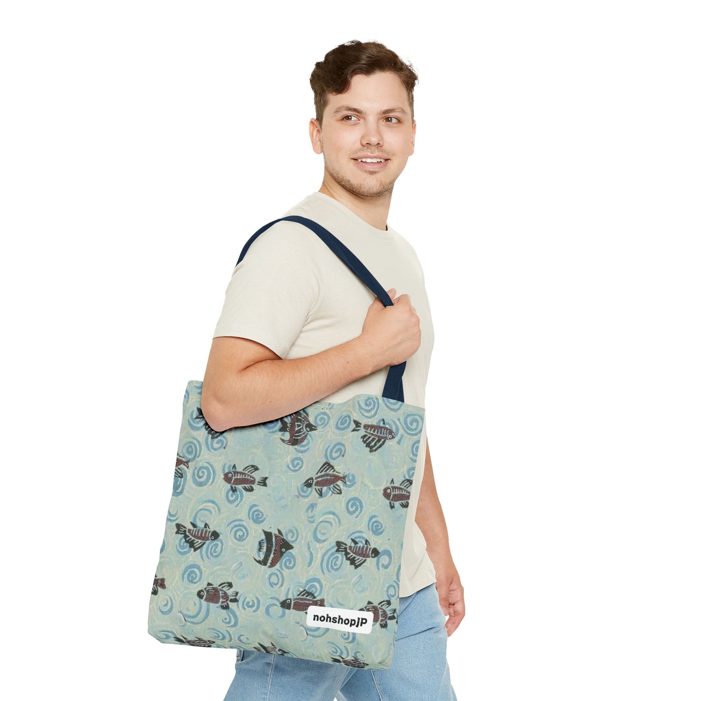 Aquatic Adventure Tote Bag, Fish Pattern Tote, Eco-Friendly Shopping Bag, Beach Day Essentials, Travel Companion