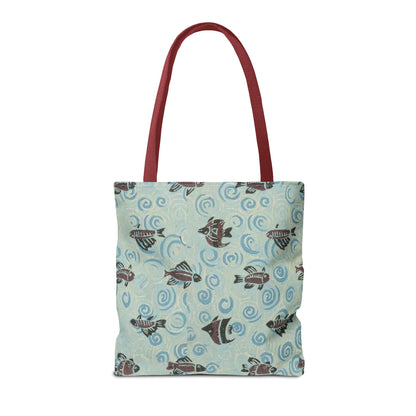 Aquatic Adventure Tote Bag, Fish Pattern Tote, Eco-Friendly Shopping Bag, Beach Day Essentials, Travel Companion