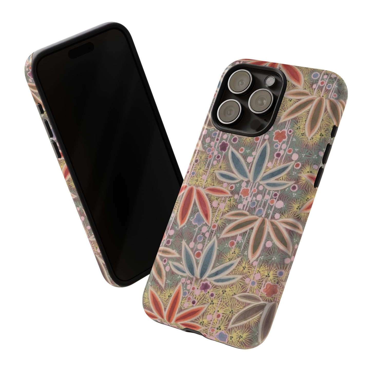 和柄、日本の伝統文様、植物柄、着物や帯などに用いられた模様のスマホケース