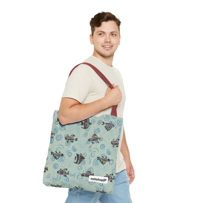 Aquatic Adventure Tote Bag, Fish Pattern Tote, Eco-Friendly Shopping Bag, Beach Day Essentials, Travel Companion
