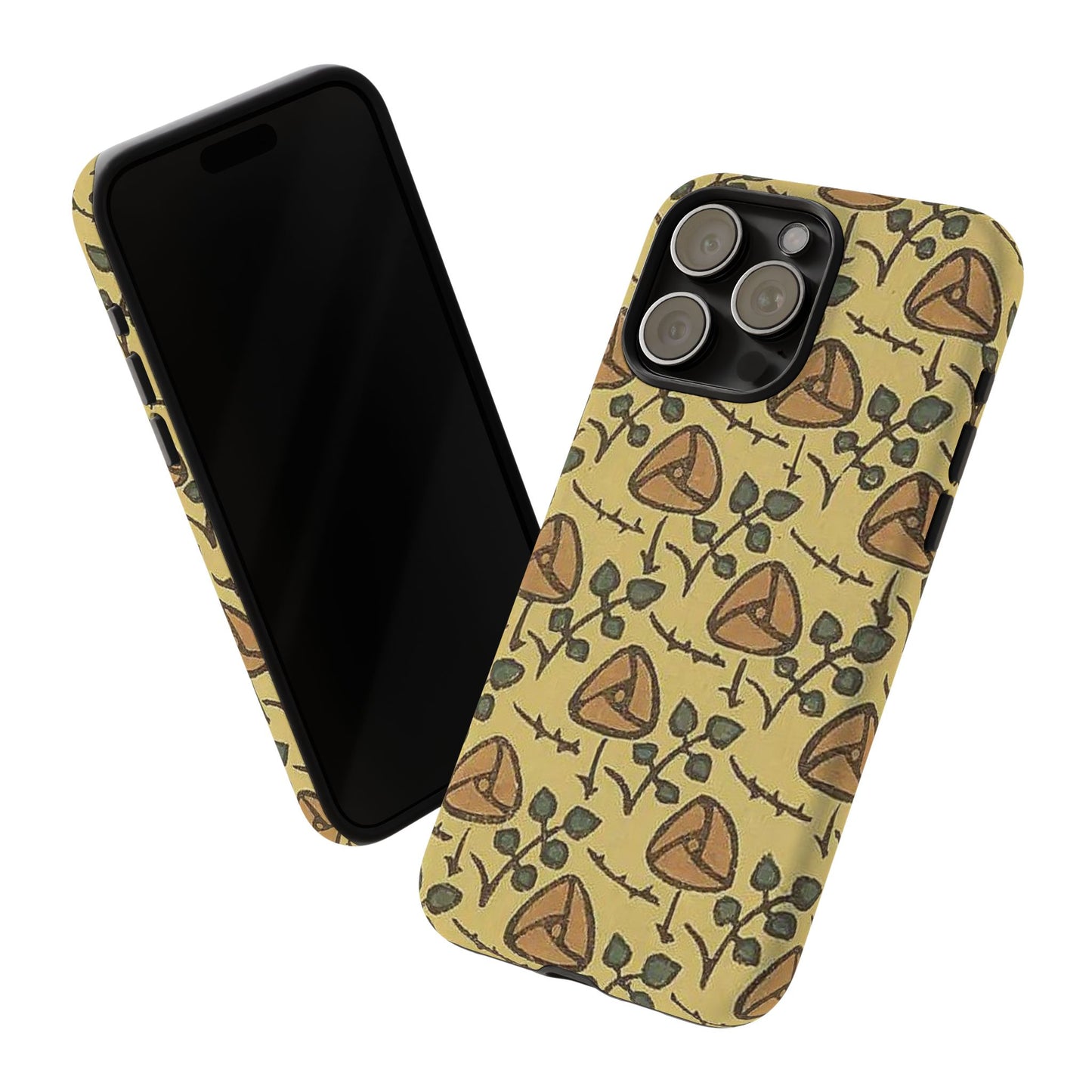 花柄タフスマホケース - 着物や帯で使用されている模様、アウトドア愛好家のためのヴィンテージナチュラルデザイン