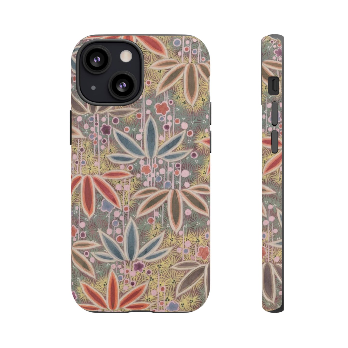 和柄、日本の伝統文様、植物柄、着物や帯などに用いられた模様のスマホケース