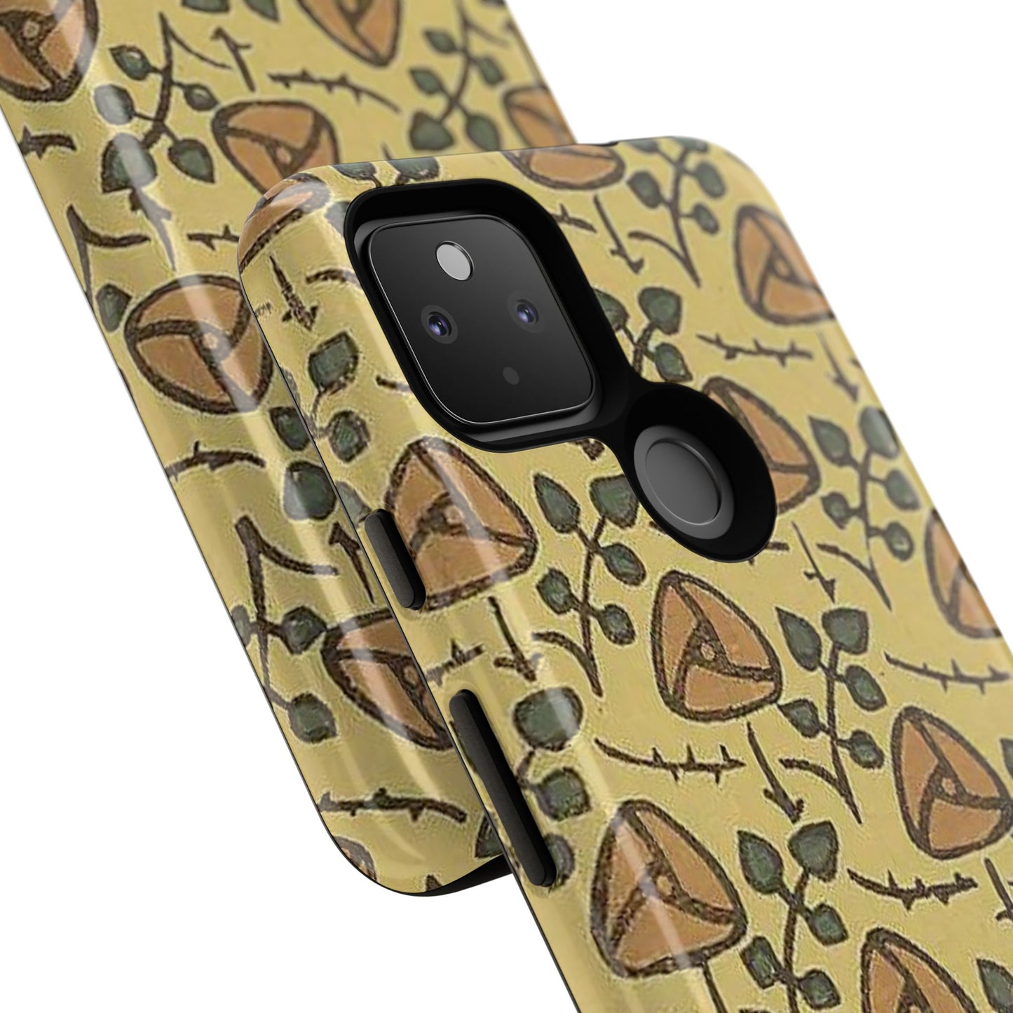 花柄タフスマホケース - 着物や帯で使用されている模様、アウトドア愛好家のためのヴィンテージナチュラルデザイン