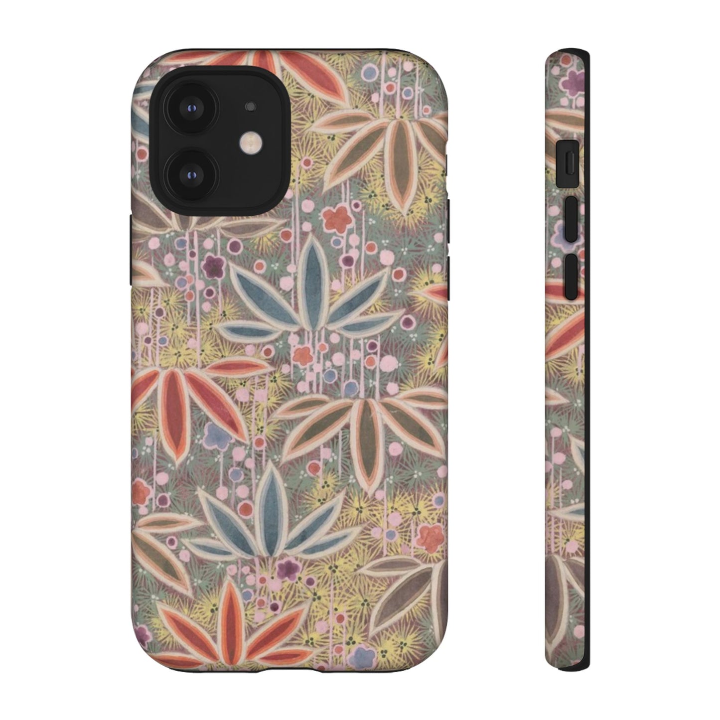 和柄、日本の伝統文様、植物柄、着物や帯などに用いられた模様のスマホケース