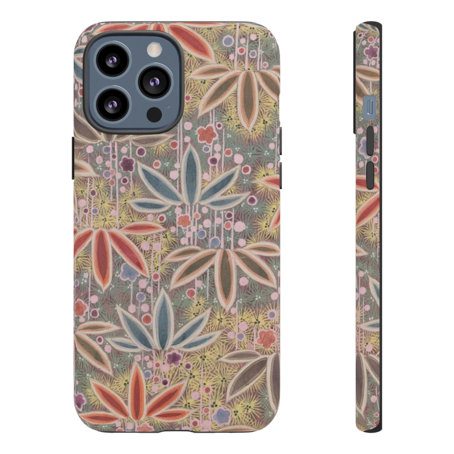 和柄、日本の伝統文様、植物柄、着物や帯などに用いられた模様のスマホケース