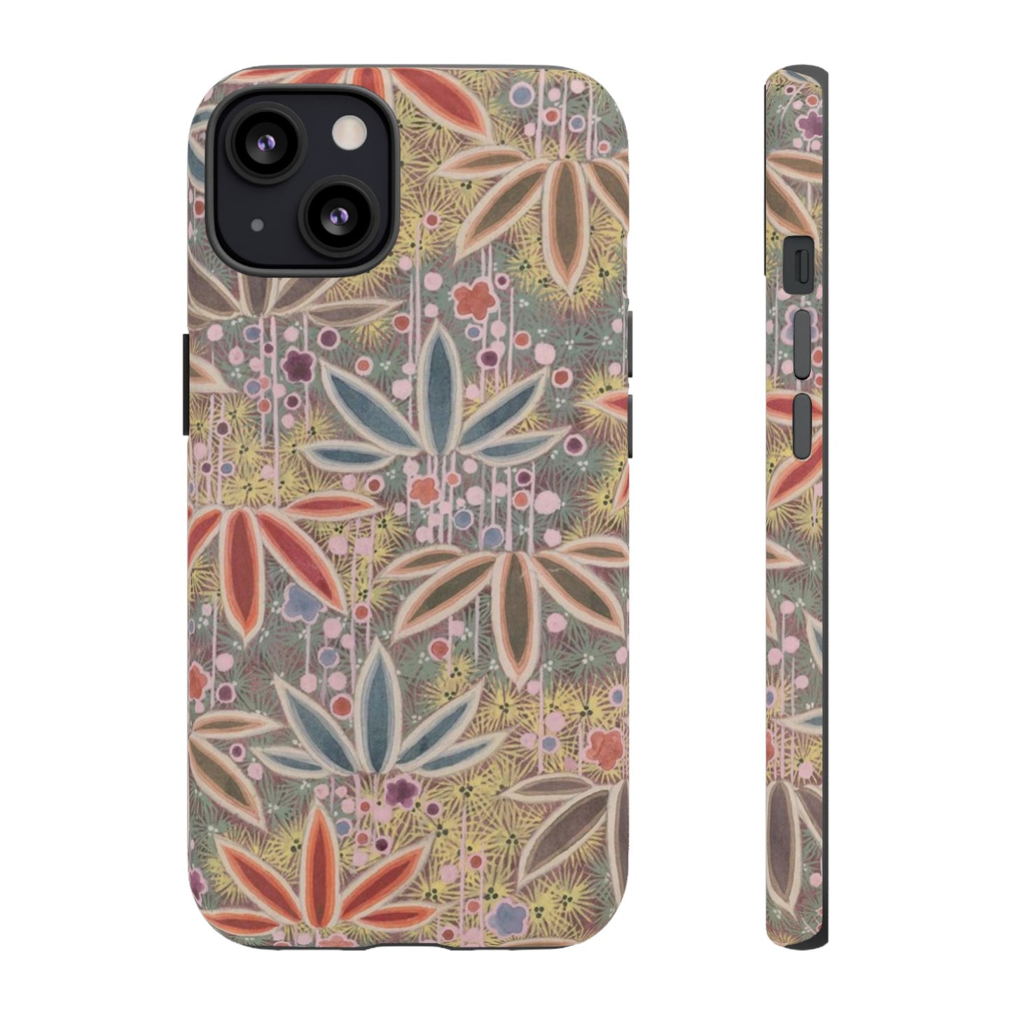 和柄、日本の伝統文様、植物柄、着物や帯などに用いられた模様のスマホケース