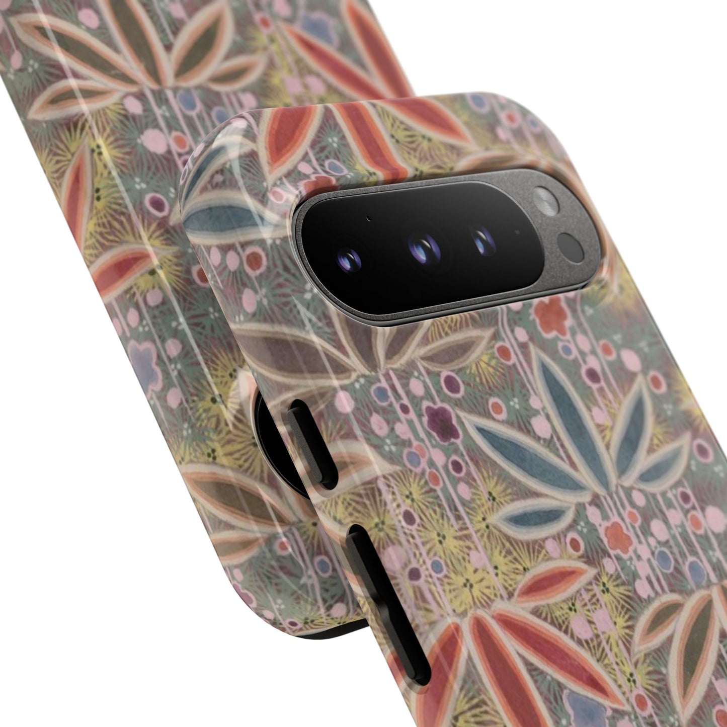 和柄、日本の伝統文様、植物柄、着物や帯などに用いられた模様のスマホケース
