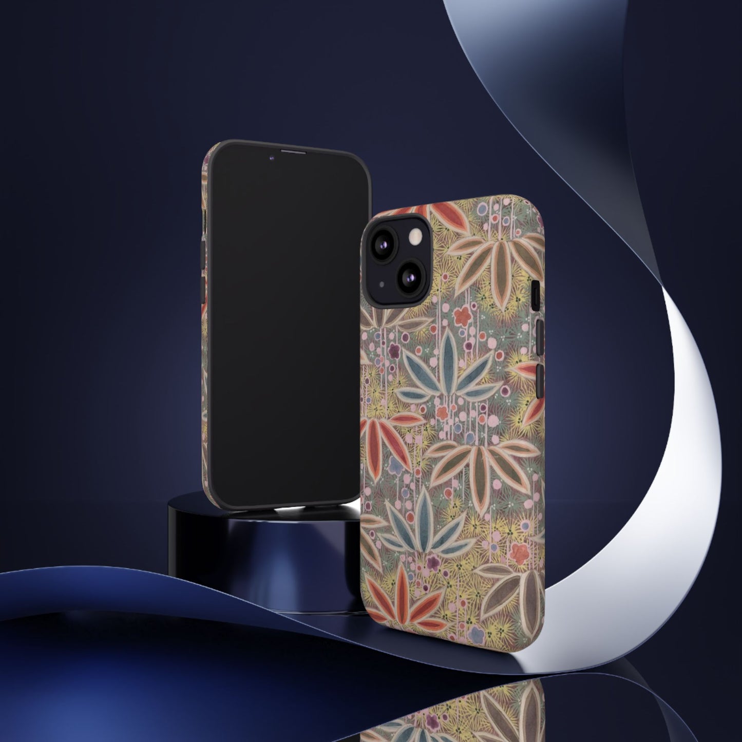 和柄、日本の伝統文様、植物柄、着物や帯などに用いられた模様のスマホケース