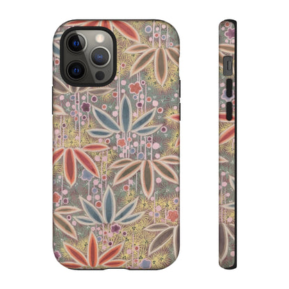 和柄、日本の伝統文様、植物柄、着物や帯などに用いられた模様のスマホケース