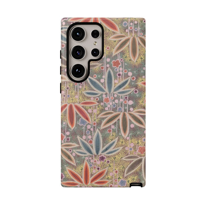 和柄、日本の伝統文様、植物柄、着物や帯などに用いられた模様のスマホケース